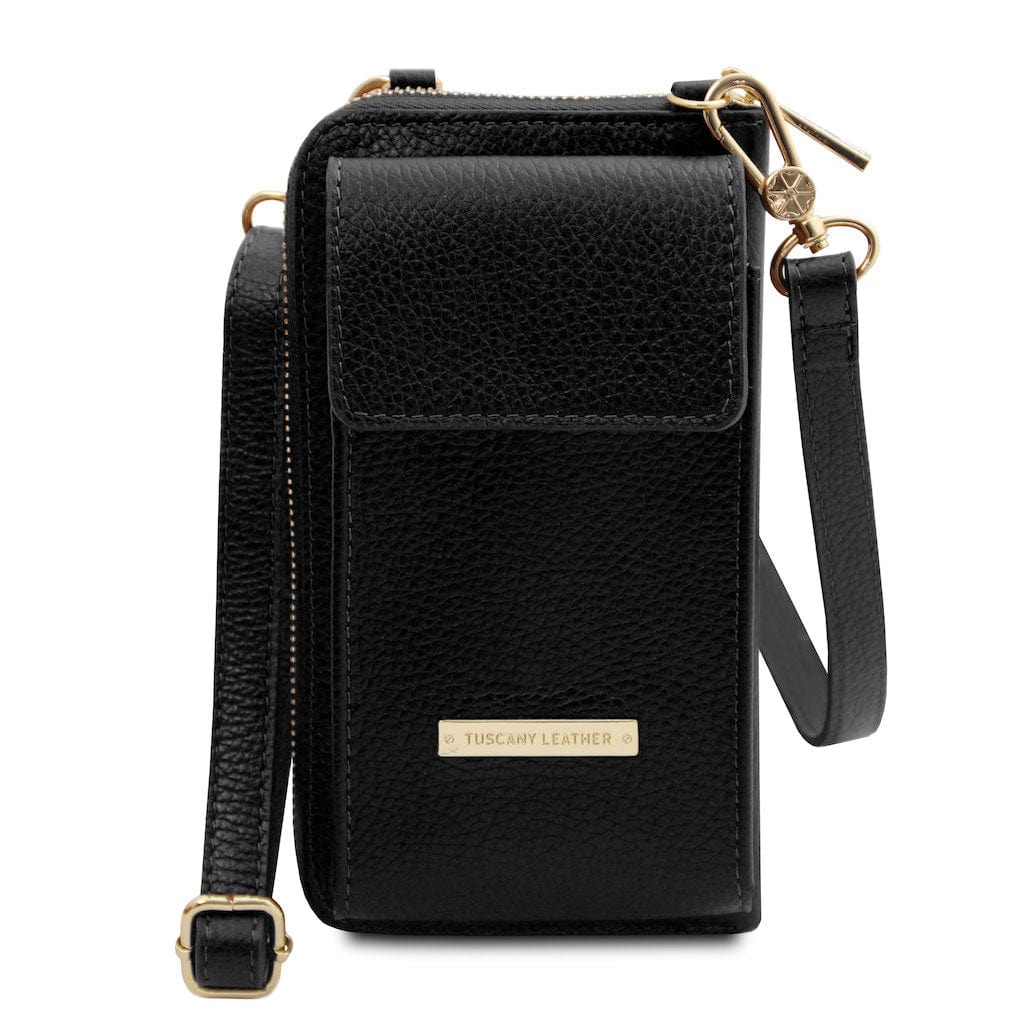 Leather shoulder bags Black TL Bag - Leather wallet with strap - phone wallet | TL142323 San Rocco Italia