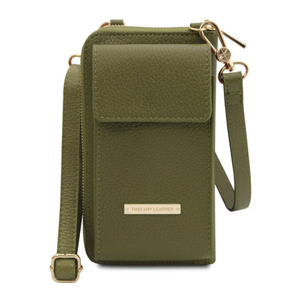 Leather shoulder bags Forest Green TL Bag - Leather wallet with strap - phone wallet | TL142323 San Rocco Italia