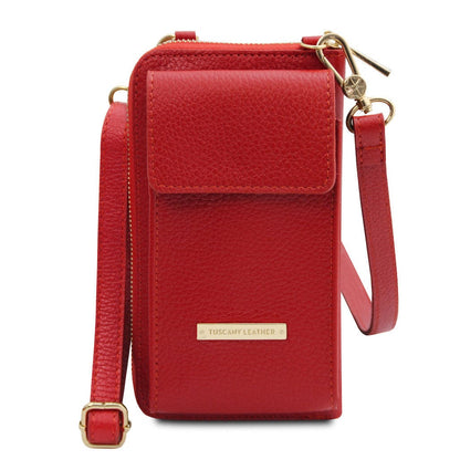 Leather shoulder bags Lipstick Red TL Bag - Leather wallet with strap - phone wallet | TL142323 San Rocco Italia