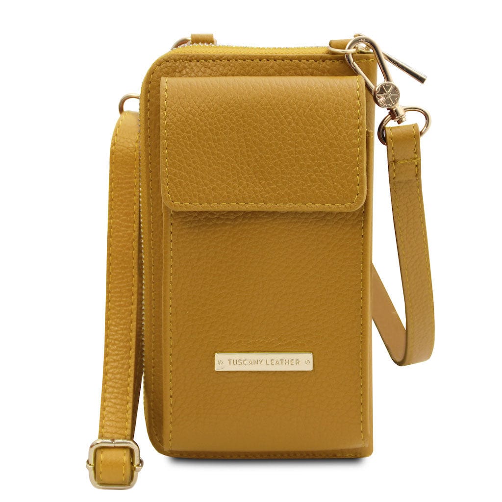 Leather shoulder bags Mustard TL Bag - Leather wallet with strap - phone wallet | TL142323 San Rocco Italia