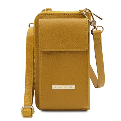 Leather shoulder bags Mustard TL Bag - Leather wallet with strap - phone wallet | TL142323 San Rocco Italia