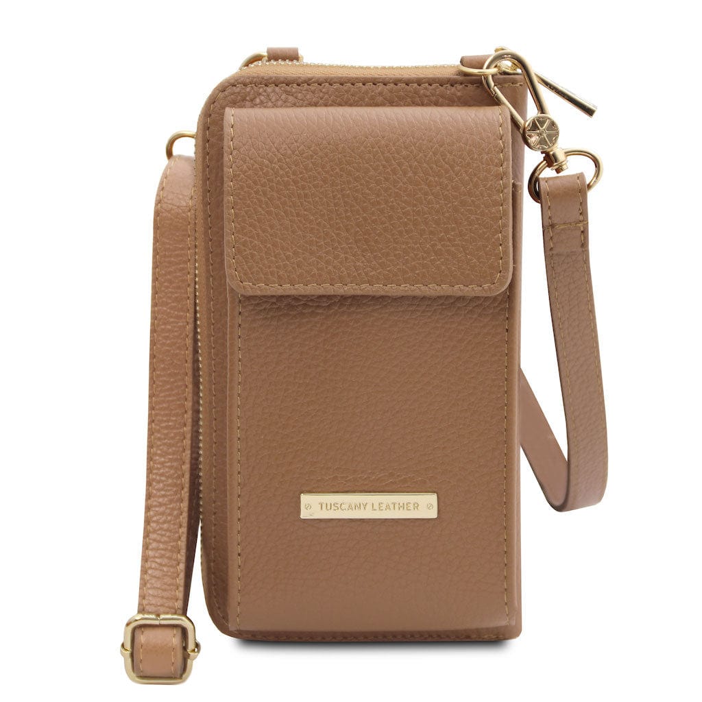 Leather shoulder bags Taupe TL Bag - Leather wallet with strap - phone wallet | TL142323 San Rocco Italia