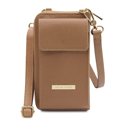 Leather shoulder bags Taupe TL Bag - Leather wallet with strap - phone wallet | TL142323 San Rocco Italia