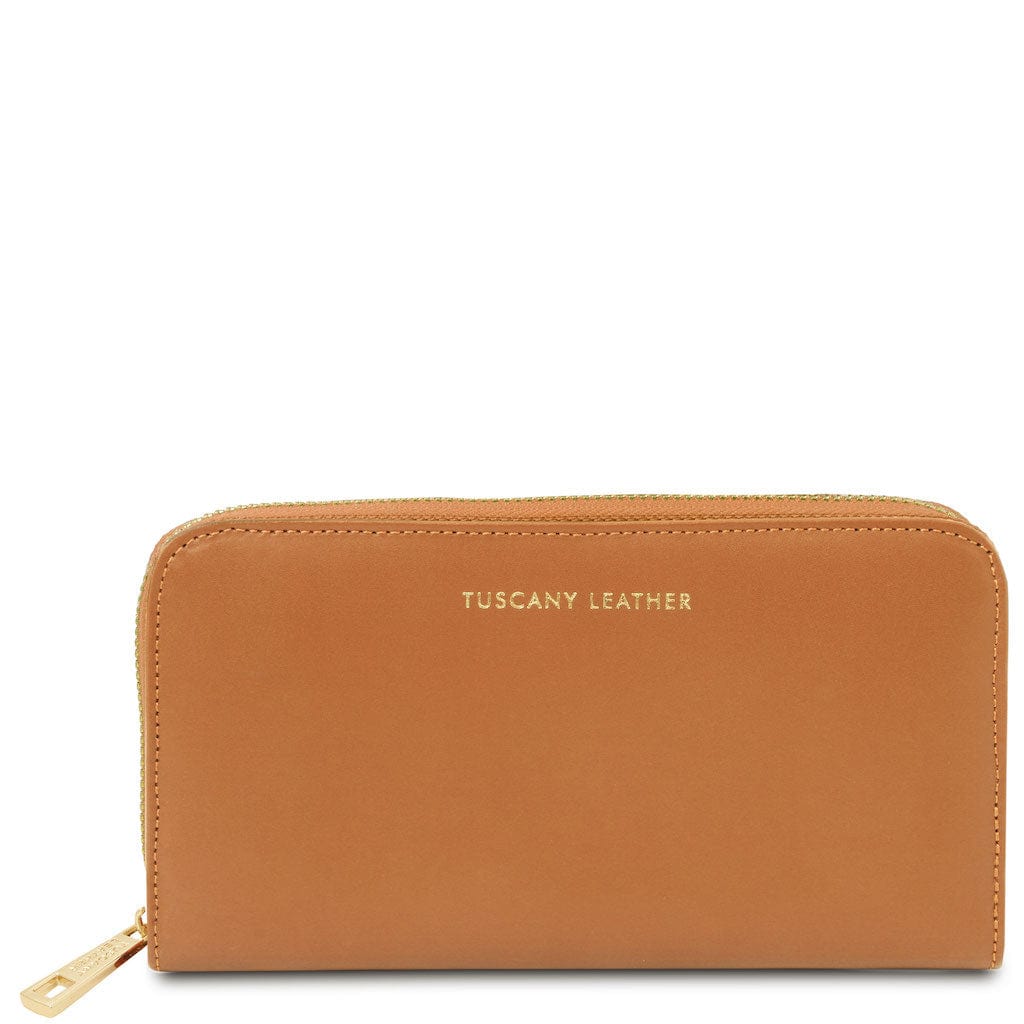Lederportemonnaies für Damen Cognac Venere - Exklusives Lederportemonnaie mit Rundumreissverschluss | TL142085 San Rocco Italia