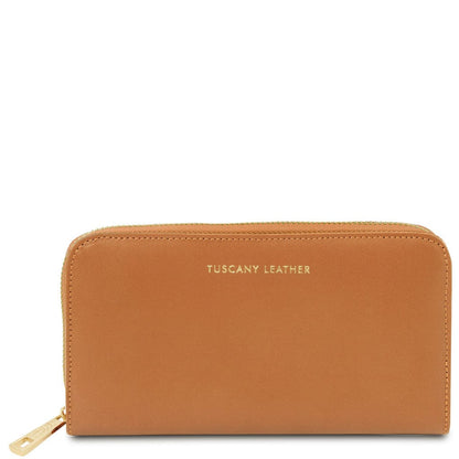 Lederportemonnaies für Damen Cognac Venere - Exklusives Lederportemonnaie mit Rundumreissverschluss | TL142085 San Rocco Italia