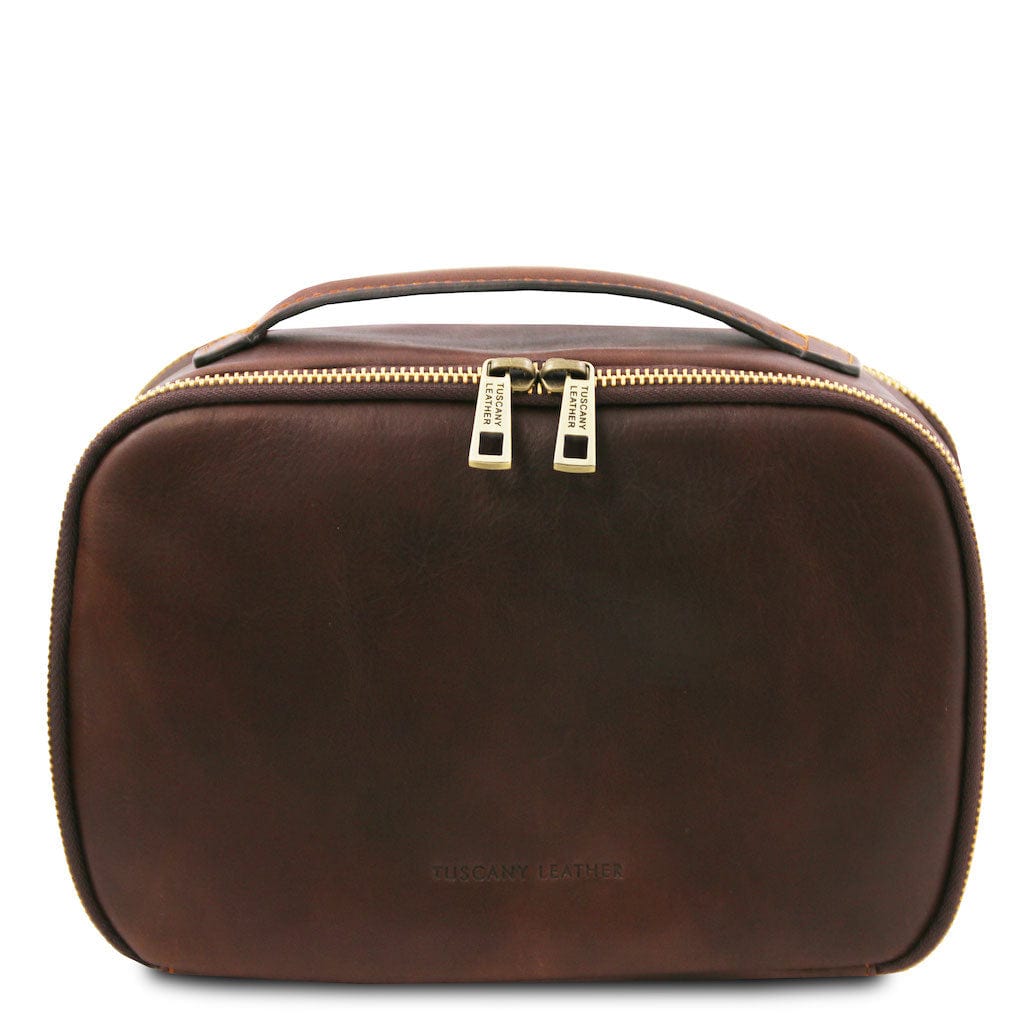 Travel leather accessories Dark Brown Marvin - Leather toiletry bag | TL142326 San Rocco Italia