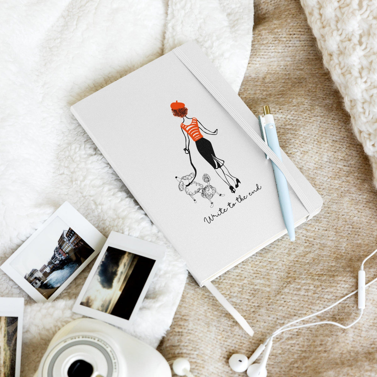 Journals Write to the End Woman and French Poodle Hardcover Bound Journal San Rocco Italia