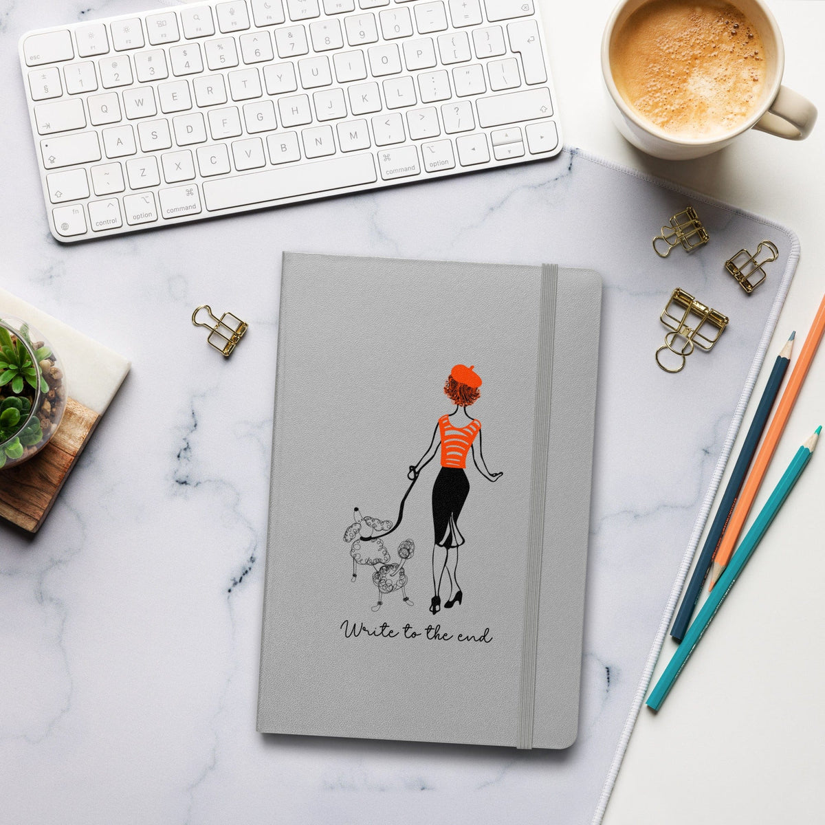 Journals Silver Write to the End Woman and French Poodle Hardcover Bound Journal San Rocco Italia