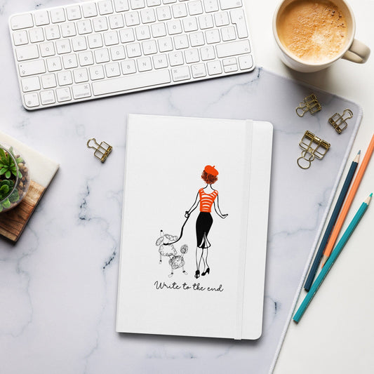 Journals White Write to the End Woman and French Poodle Hardcover Bound Journal San Rocco Italia