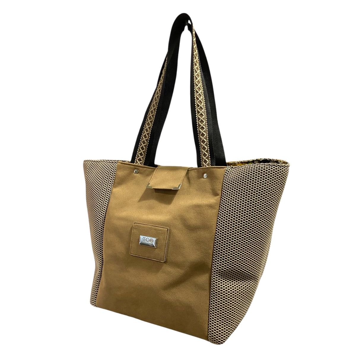 Bolso tote de malla color arena