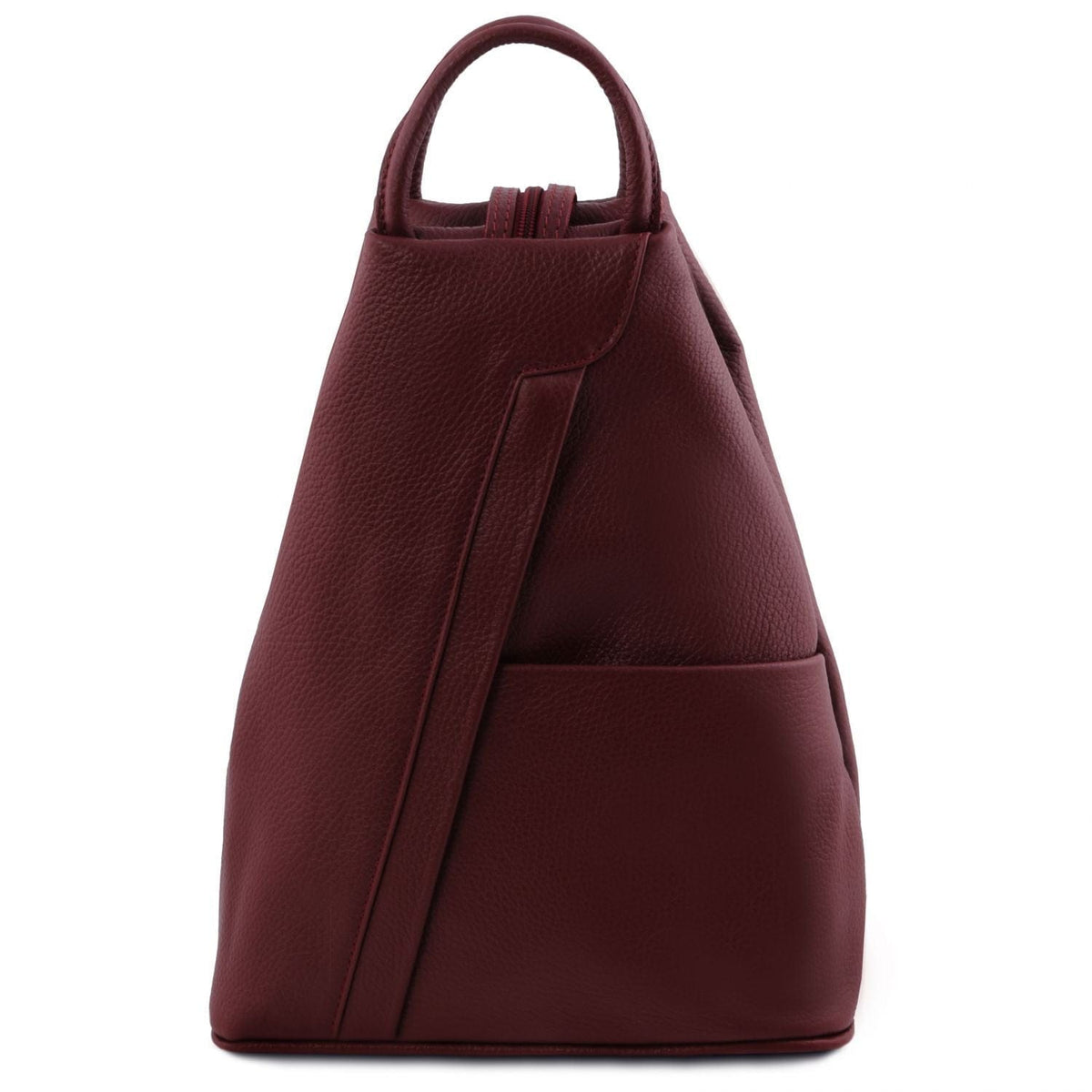 Zaini in pelle Bordeaux Shanghai - Italian leather backpack - pebbled leather | TL141881 San Rocco Italia