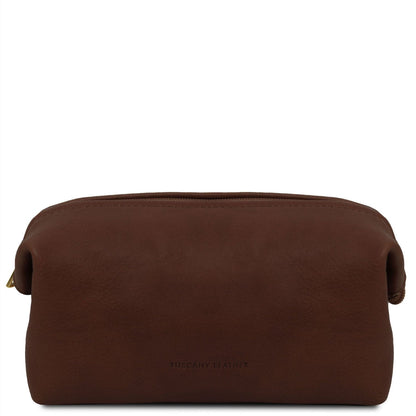 Travel leather accessories Marrón oscuro Smarty - Leather toiletry bag - Small size | TL141220 San Rocco Italia