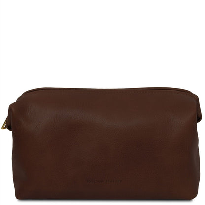 Travel leather accessories Marrone scuro Smarty - Opaca leather toiletry bag - Large size | TL141219 San Rocco Italia