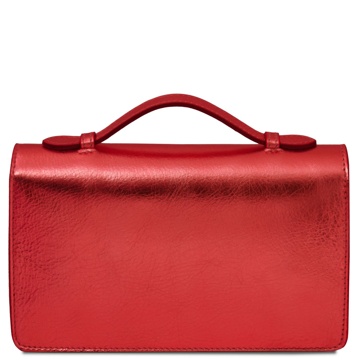 Opera - Metallic Leather Clutch With Chain Strap