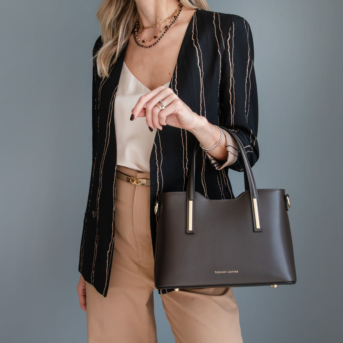 Olimpia - Italian leather tote - Medium size