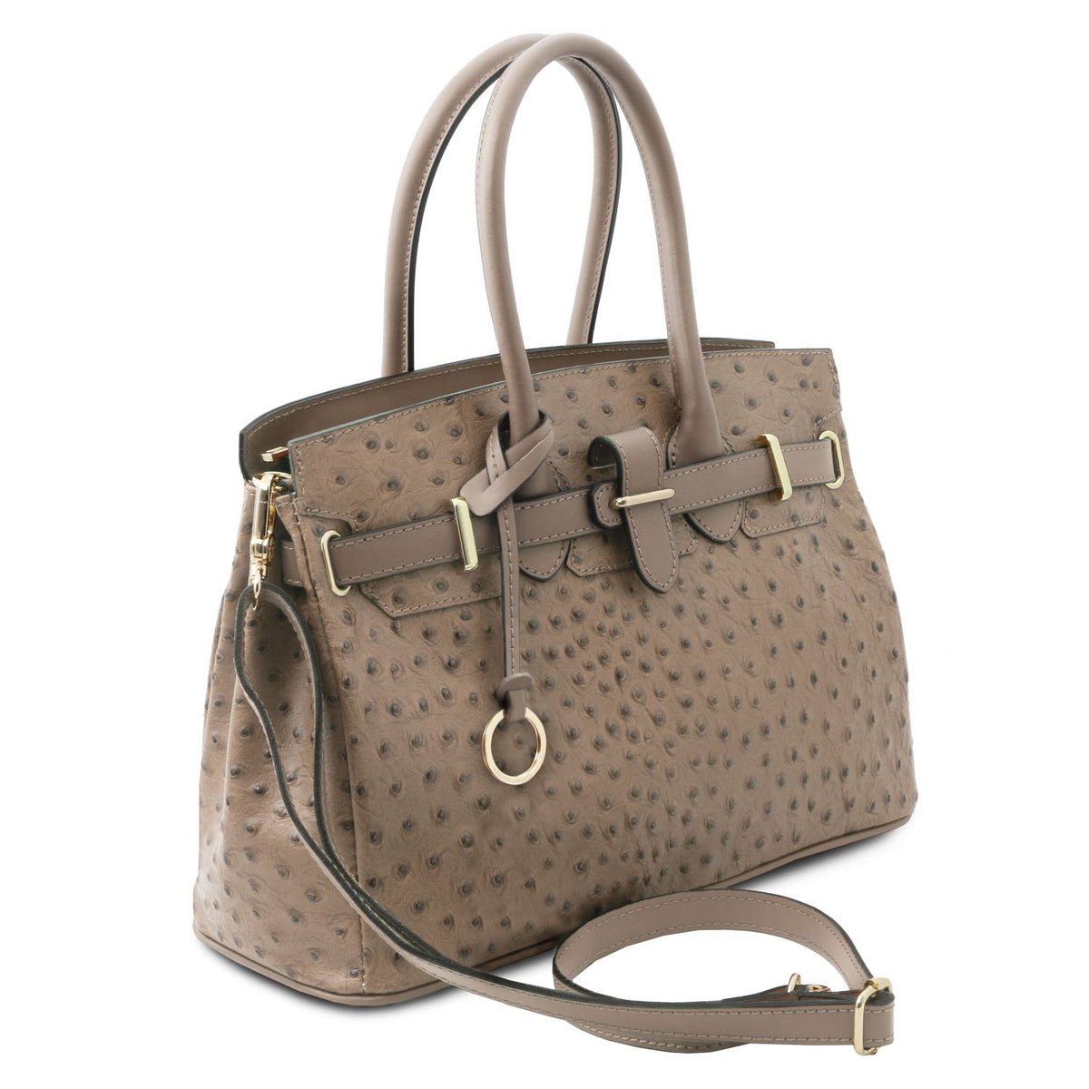 TL Bag - Handbag in ostrich-print leather