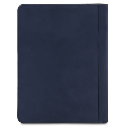 Azul marino blue Tiberio leather document case with clean stitching and rounded corners