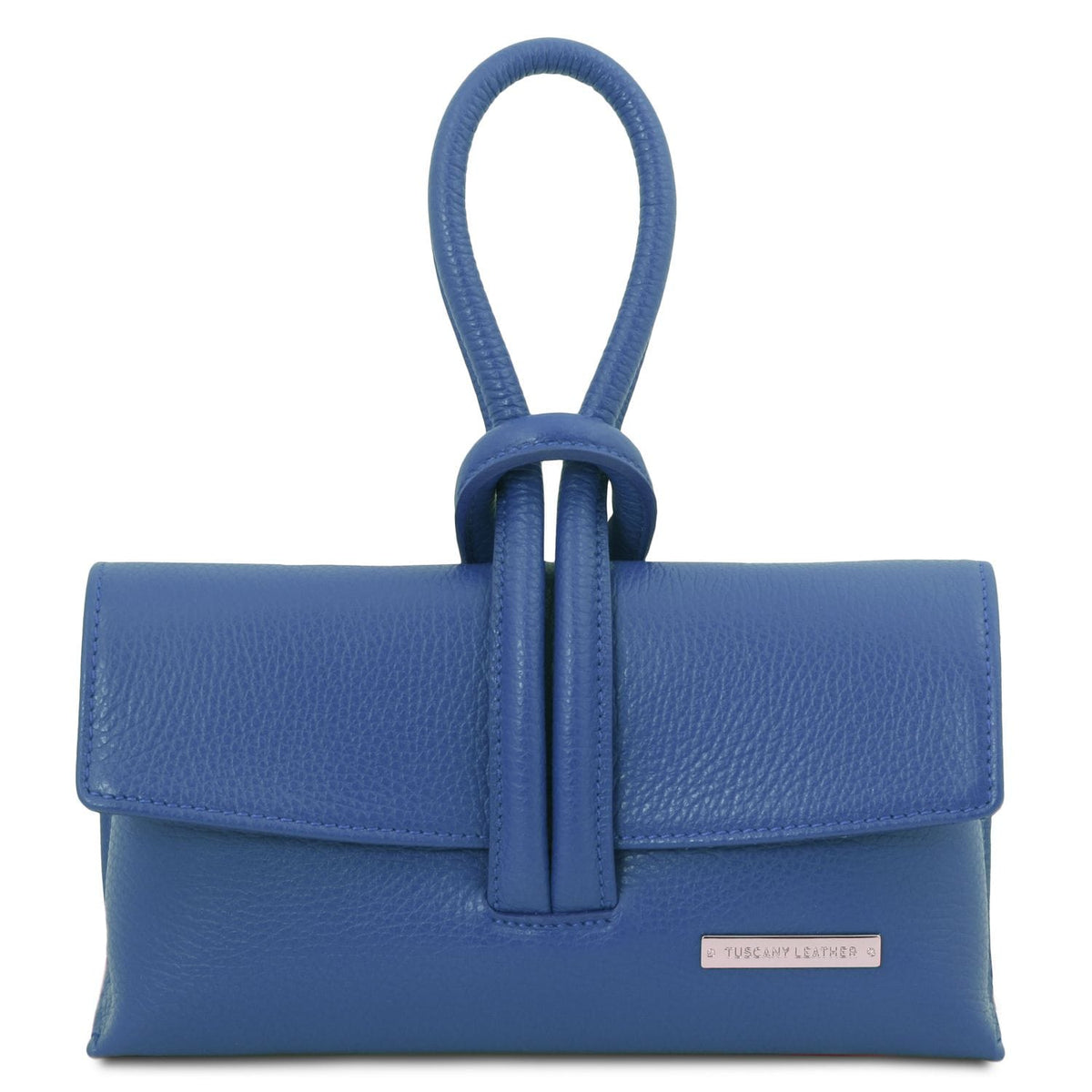 Blue handbag with a strap sur fond blanc