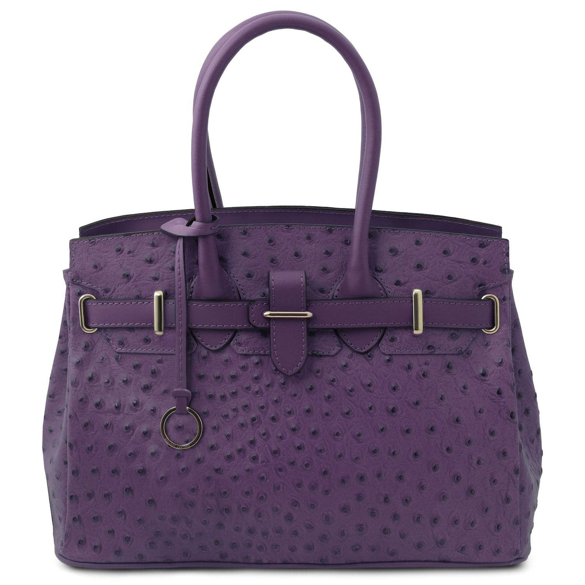 Leather handbags Purple TL Bag - Handbag in ostrich-print leather | TL142120 San Rocco Italia