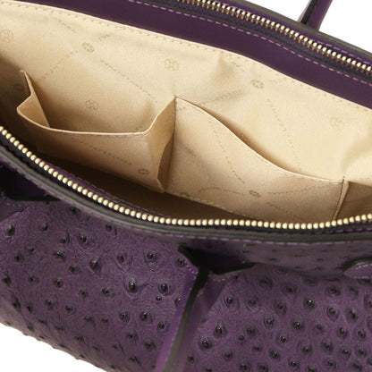 Leather handbags TL Bag - Handbag in ostrich-print leather | TL142120 San Rocco Italia