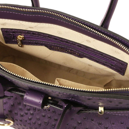 Leather handbags TL Bag - Handbag in ostrich-print leather | TL142120 San Rocco Italia
