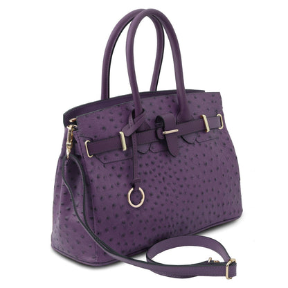 Leather handbags TL Bag - Handbag in ostrich-print leather | TL142120 San Rocco Italia