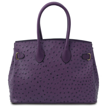 Leather handbags TL Bag - Handbag in ostrich-print leather | TL142120 San Rocco Italia