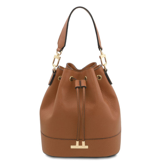 Leather handbags Cognac TL Bag - Leather bucket bag | TL142146 San Rocco Italia