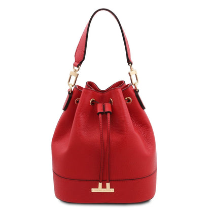 Leather handbags Lipstick Red TL Bag - Leather bucket bag | TL142146 San Rocco Italia