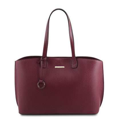 Sacs à l’épaule en cuir Bordeaux TL Bag - Leather shopping bag | TL141828 San Rocco Italia
