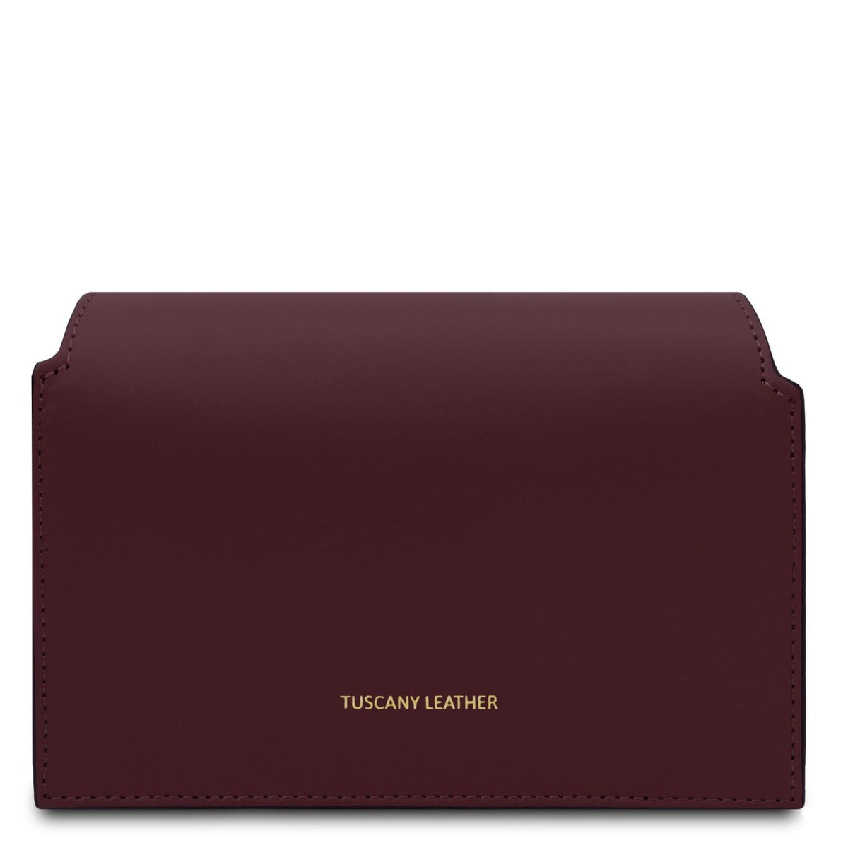 TL Bag - Bolso de hombro de piel | TL142253 in smooth burgundy leather with gold-tone logo detail sobre fondo blanco