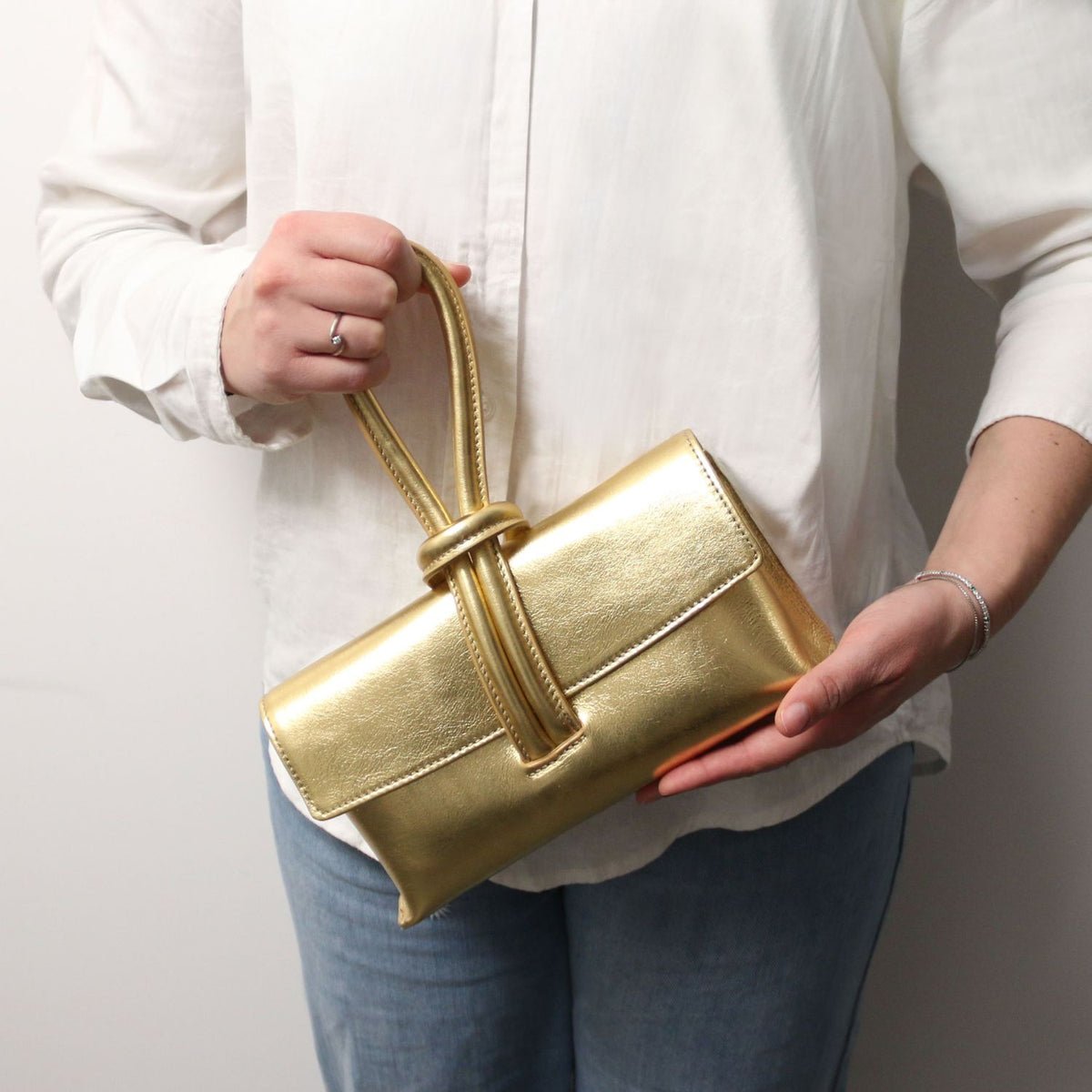 Leather handbags TL Bag - Metallic leather clutch | TL141993 San Rocco Italia