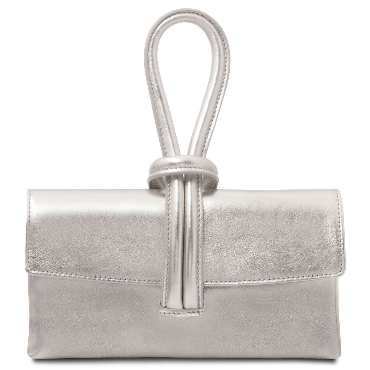 Leather handbags Silver TL Bag - Metallic leather clutch | TL141993 San Rocco Italia