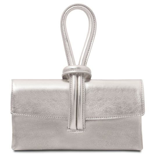 Leather handbags Silver TL Bag - Metallic leather clutch | TL141993 San Rocco Italia