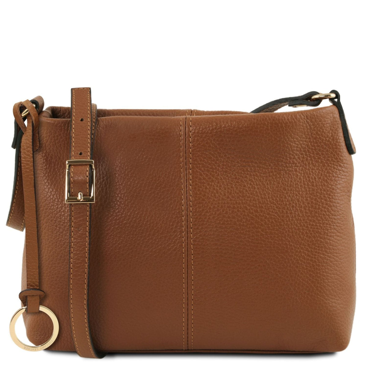 Cognacfarben TL Bag weiches Leder shoulder bag with an verstellbarer Riemen and gold buckle