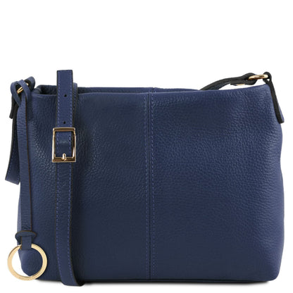 Blue TL Bag weiches Leder shoulder bag with an verstellbarer Riemen and gold buckle