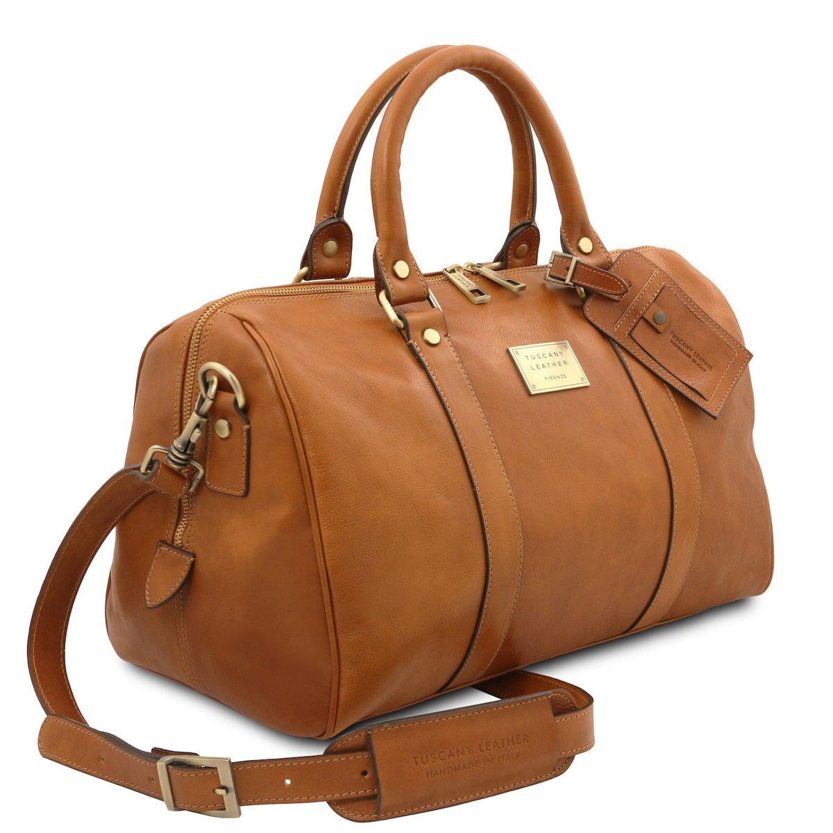 Leather Travel bags TL Voyager - Travel leather duffle bag with pocket on the back side in matte leather - Small size | TL141250 San Rocco Italia