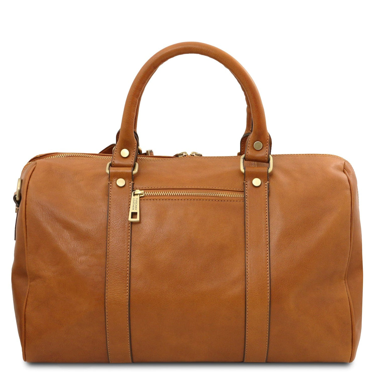 Leather Travel bags TL Voyager - Travel leather duffle bag with pocket on the back side in matte leather - Small size | TL141250 San Rocco Italia