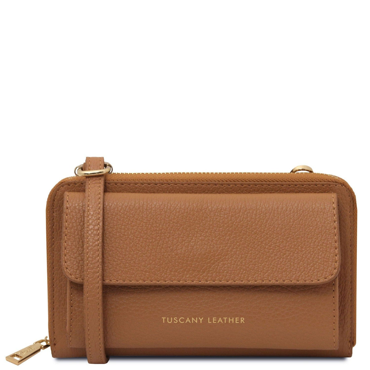 Bolsos de hombro de piel Caramel Urania - Leather phone wallet with strap | TL142433 San Rocco Italia