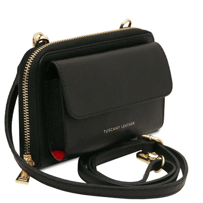 Bolsos de hombro de piel Urania - Leather phone wallet with strap | TL142433 San Rocco Italia