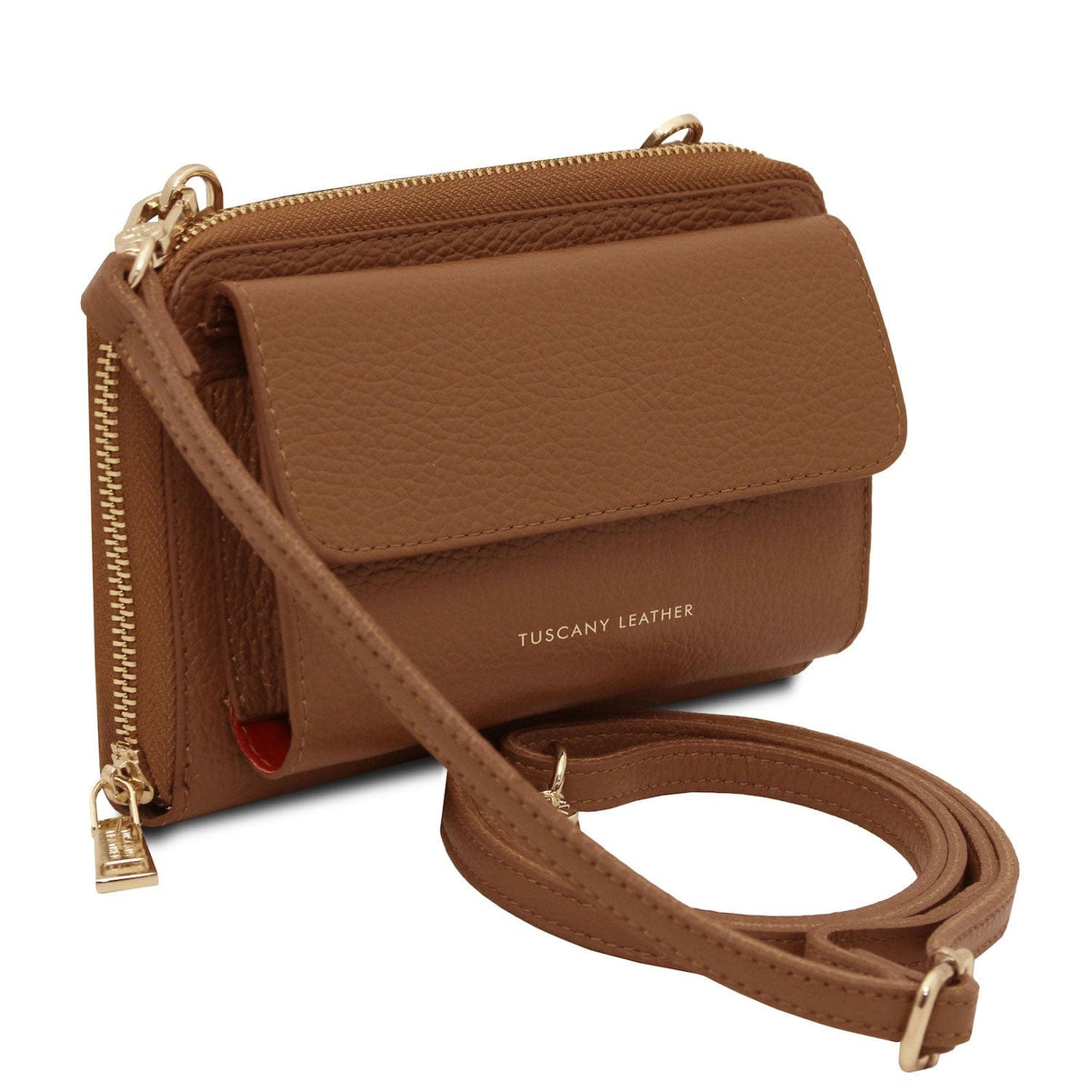 Bolsos de hombro de piel Urania - Leather phone wallet with strap | TL142433 San Rocco Italia