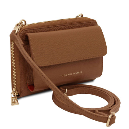 Bolsos de hombro de piel Urania - Leather phone wallet with strap | TL142433 San Rocco Italia