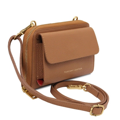 Bolsos de hombro de piel Urania - Leather phone wallet with strap | TL142433 San Rocco Italia
