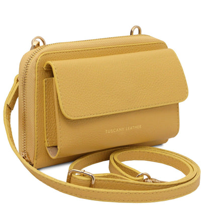 Bolsos de hombro de piel Urania - Leather phone wallet with strap | TL142433 San Rocco Italia
