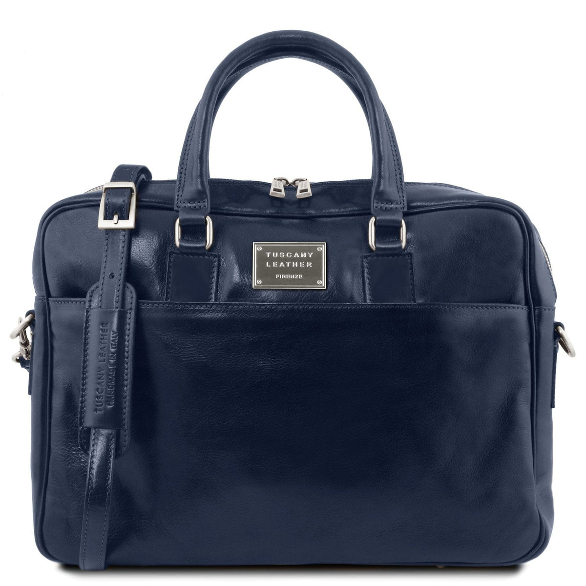 Leather laptop bags Dark Blue Urbino - Leather laptop briefcase with front pocket | TL141241 San Rocco Italia