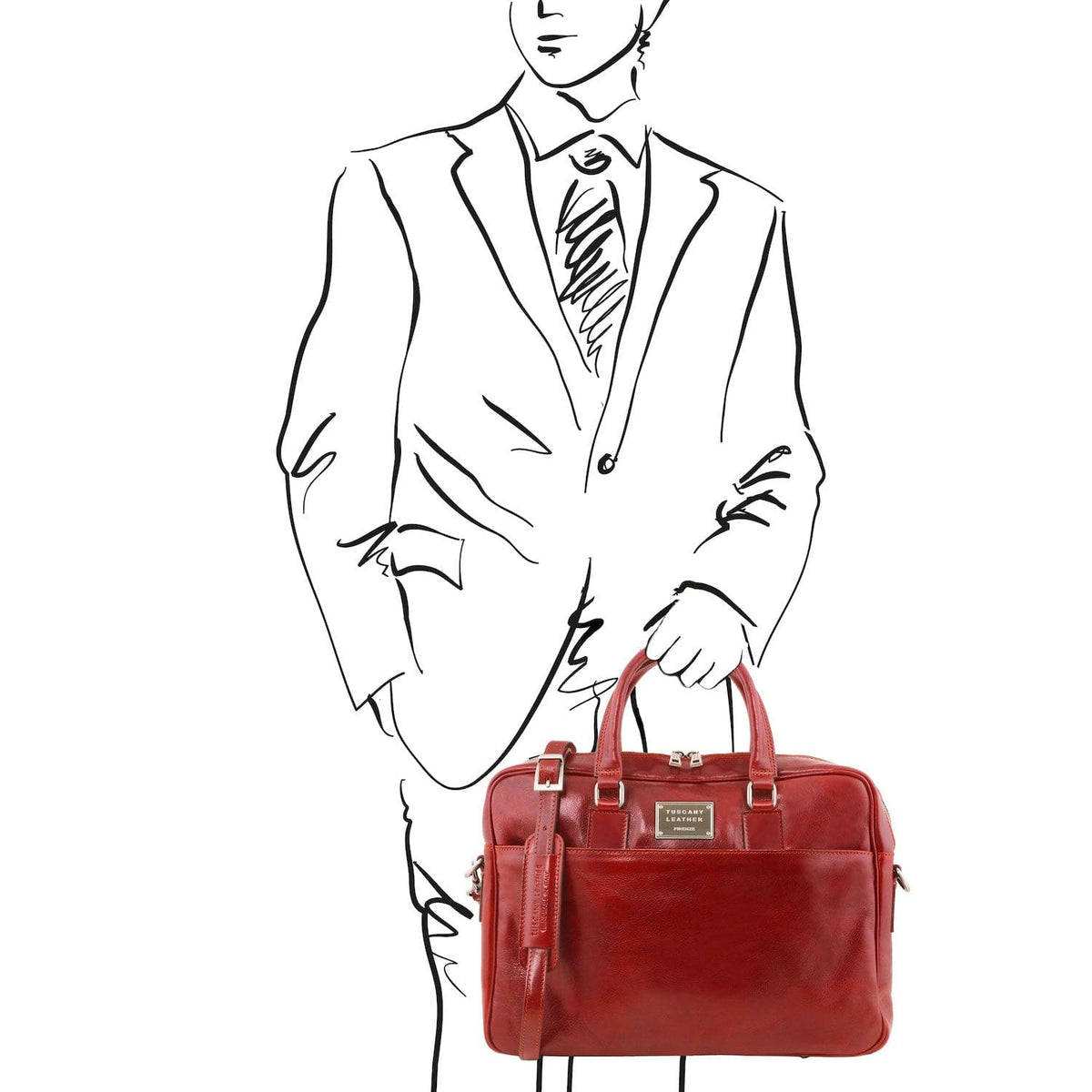Leather laptop bags Urbino - Leather laptop briefcase with front pocket | TL141241 San Rocco Italia