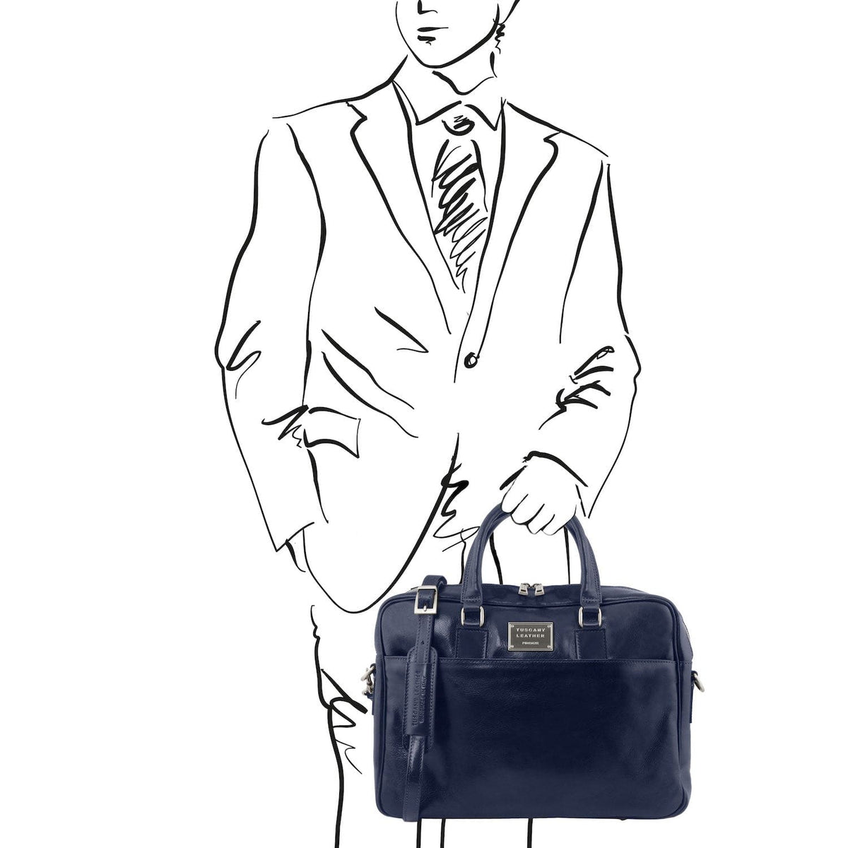 Leather laptop bags Urbino - Leather laptop briefcase with front pocket | TL141241 San Rocco Italia