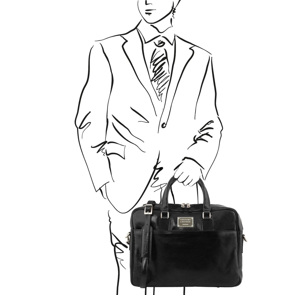 Leather laptop bags Urbino - Leather laptop briefcase with front pocket | TL141241 San Rocco Italia