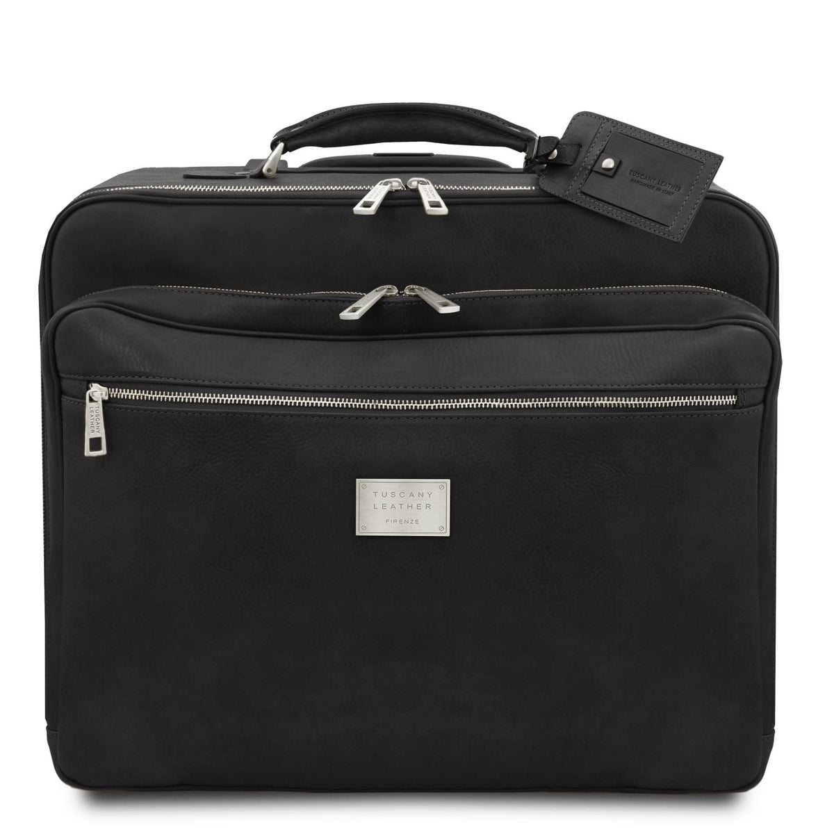 Leather Wheeled luggage Schwarz Varsavia - Leather pilot case with two wheels | TL141888 San Rocco Italia