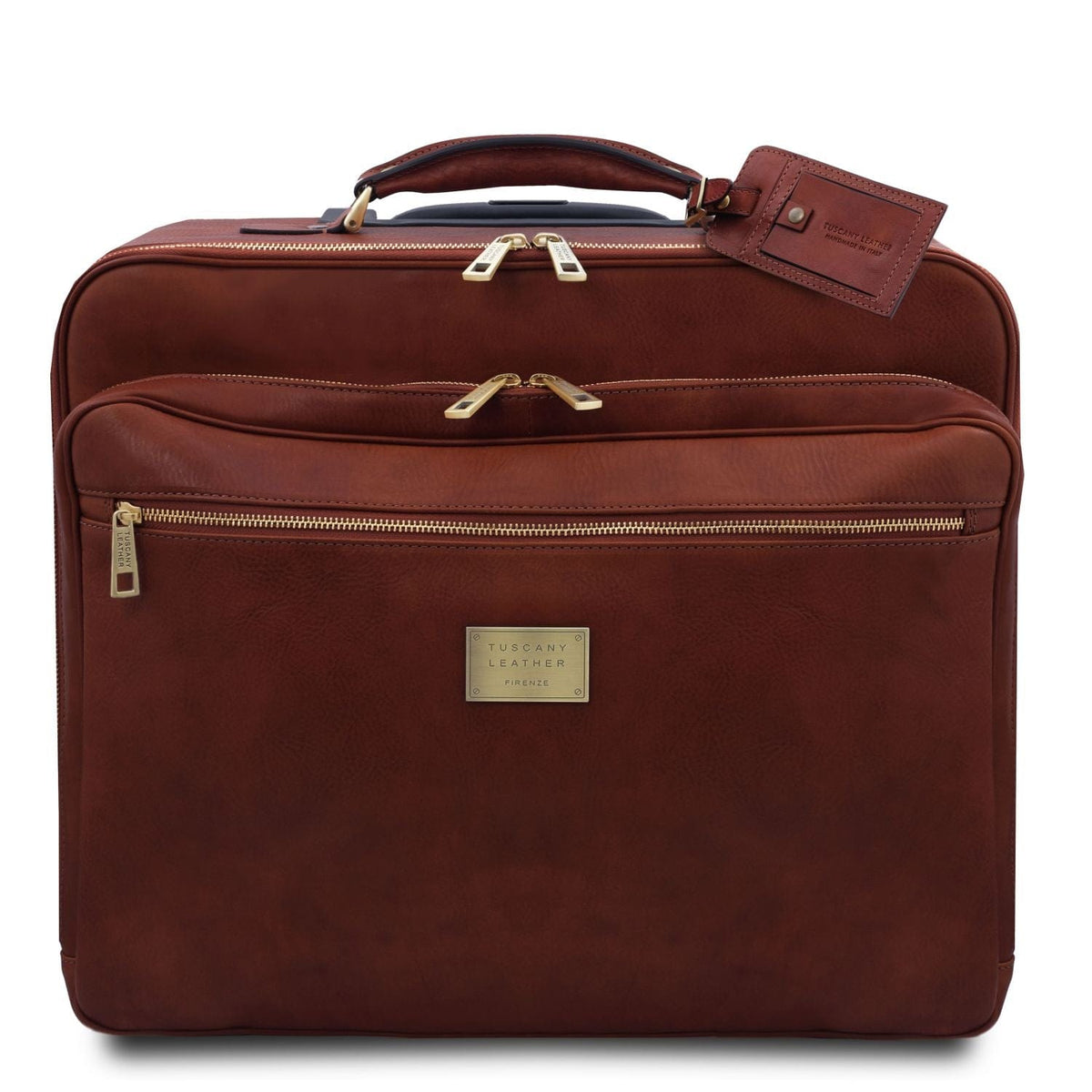 Leather Wheeled luggage Braun Varsavia - Leather pilot case with two wheels | TL141888 San Rocco Italia